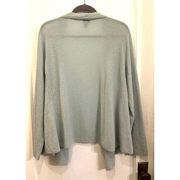 EILEEN FISHER Blue Green Italian Yarn Open Cardigan Top Women's Size Large - Picture 6 of 11